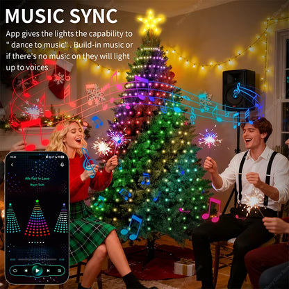 Smart Christmas Tree Lights with Remote & App Control 400 RGB LED Beads Music Sync Timer for Festive Holiday Christmas Decor