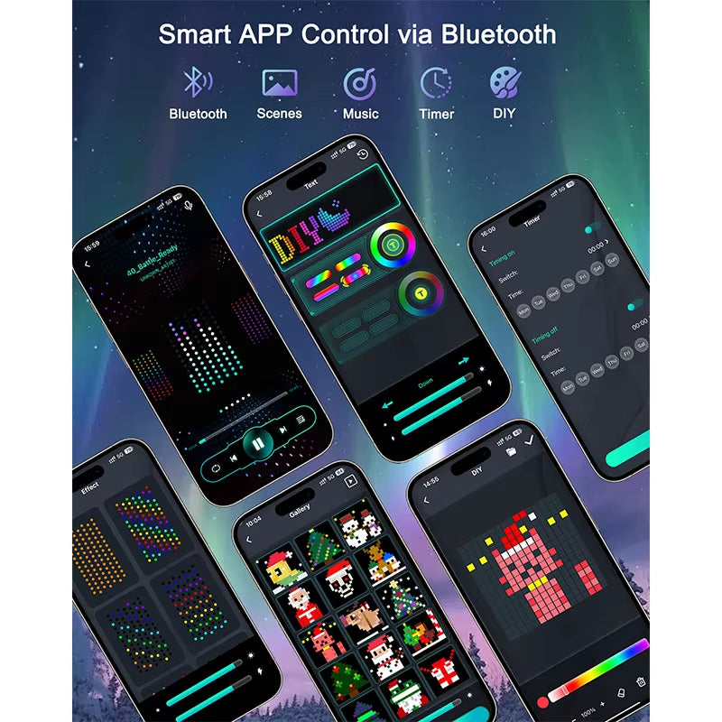 LED Decoration RGB Curtain Smart Lights App Controlled String Fairy Lights DIY Pattern and Text Programmable Music Sync Reote