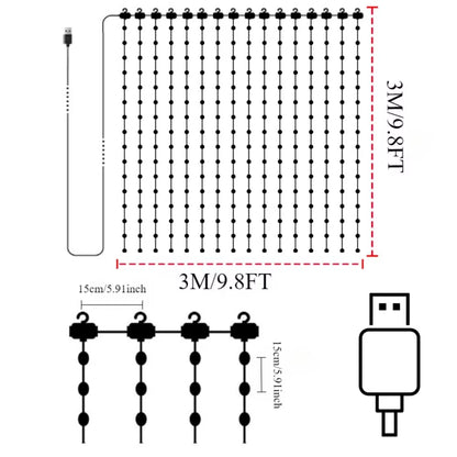 LED Decoration RGB Curtain Smart Lights App Controlled String Fairy Lights DIY Pattern and Text Programmable Music Sync Reote
