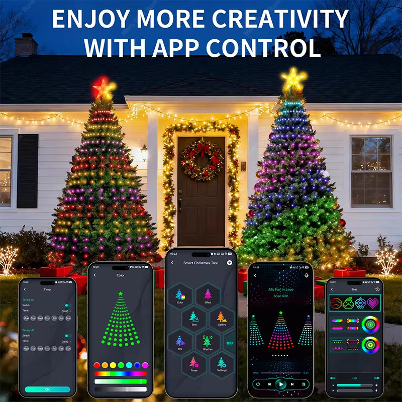 Smart Christmas Tree Lights with Remote & App Control 400 RGB LED Beads Music Sync Timer for Festive Holiday Christmas Decor