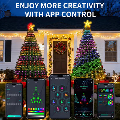 Smart Christmas Tree Lights with Remote & App Control 400 RGB LED Beads Music Sync Timer for Festive Holiday Christmas Decor
