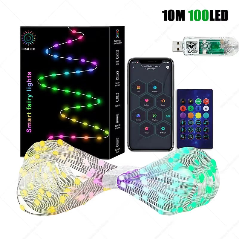 Smart Christmas Tree Lights with Remote & App Control 400 RGB LED Beads Music Sync Timer for Festive Holiday Christmas Decor